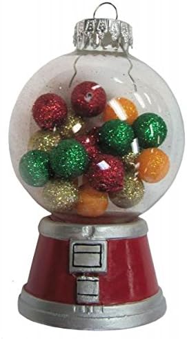 Retro Look Bubblegum Gumball Machine Glass Holiday Christmas Ornament