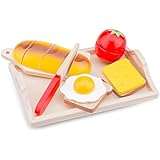 New Classic Toys 0582 - Set de bandeja y comida de madera