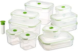 Vacuumsaver FLS10 Flavia Lot de 10&nbsp;bo&icirc;tes de mise sous vide de taille diff&eacute;rente + pompe