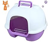 RAXYQ Bac À Litière Chat,Chat Toilette,conçu pour Le Confort Litière Autonettoyante Ura Pot À Chat À Capuchon Poubelle Poubelle Hygiène Inodore,Purple