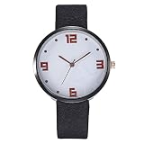 Knowin Uhren Damen Mode Armbanduhr Classic flach Slim Uhr Ø38mm mit Lederarmband Schwarz,weiß Analog Schweizer Uhrwerk Student männer Uhren Geprägtes Pentagramm Watch