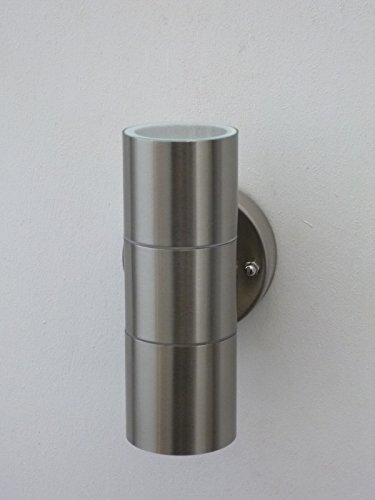 Moderne Halogen Edelstahl Außen-Wandleuchte Bornholm 2 flammig – up and down Leuchte inklusive Leuchtmittel - 5