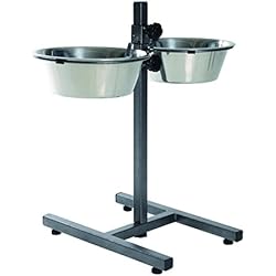Trixie Porte-gamelle pour chien, 2 x 2,8 L (diamètre 24 cm), réglable en hauteur jusqu'à 50 cm, Noir