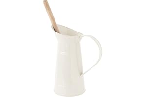 Gelco Pot à Balai, Métal et Bois, Ivoire, 20,5 x 12,5 x 36 cm