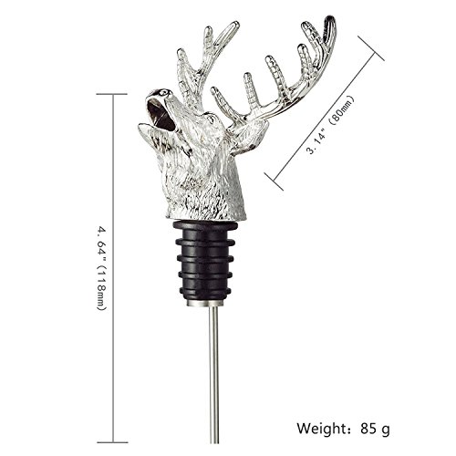 FREEMASTER Flaschenverschlüsse Weinausgießer Hirschkopf Stopper Wein und Bier (Schwarz Deer) - 4