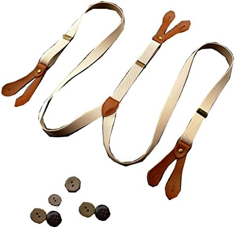 Enwis Casual Style Solid Suspenders Braces Adjustable Six Button Holes Width 0.79" Elastic