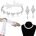 Produktbild Coucoland Hochzeit Braut Zubehör Set Braut Blumen Stirnband Ohrringe Halskette Handschuhe Bachelorette Party Bride to Be Accessoires Set Junggesellenabschied Party Zubehör (Set-1)