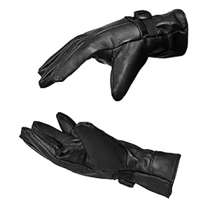 ecovibe Warm Black 1 Pair Leather Snow Proof Winter Gloves for Men Boy Women Girls Ladies Protective Warm Hand Riding, Cycling, Bike Motorcycle Gloves (Black)