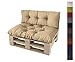 Produktbild Palettenkissen Auflage Set für Europaletten Indoor und Outdoor Palettenpolster Palettensofa Kissen mit schöner Steppung viele Größen (Set:Sitzkissen 120x80 + Rückenkissen 120x40, Sandfarben)