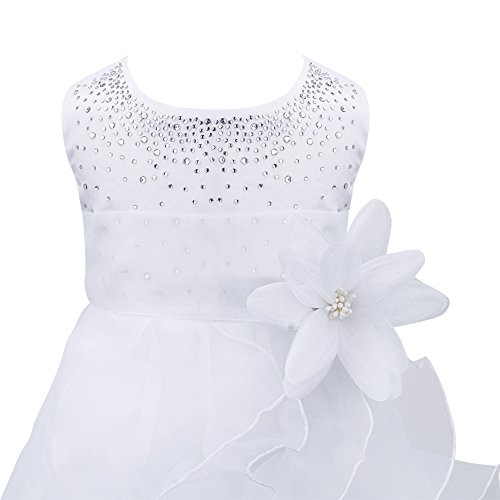 Tiaobug Baby Mädchen Kleid Prinzessin Hochzeit Taufkleid Blumenmädchen Festlich Kleid Kleinkind Festzug Kleidung (74-80 (Herstellergröße: 70), Weiß) - 4