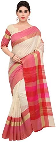 Aagaman Fashions Women's Indian Off-White Cotton Woven Saree, Sari