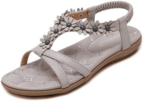 Ruiren Women Bohemian Flower Sandals,Summer Flat Shoes for Ladies