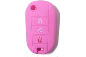 SALPIE Carcasa de Silicona para Control Remoto de 3 Botones Citroen Cactus C3 C4 C5 C6 C8 C4L DS3 DS4 DS5 Picasso Xsara y Peugeot 208301308408508 2008 3008 5008 RCZ (Pink)