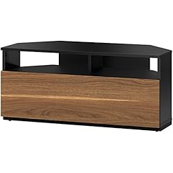 Sonorous TRD100 Meuble TV d'angle Noir et Noyer 100 cm pour TV jusqu'à 50"