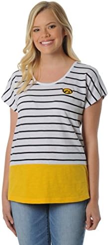 NCAA Iowa Hawkeyes Women's Striped Dolman Top, Large, Gold
