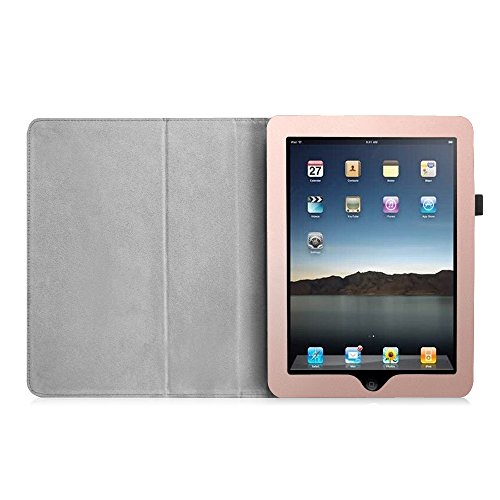 Fintie Apple iPad 1 Hülle Case Schutzhülle Etui Tasche – Folio Slim Fit Ständer Kunstleder Smart Cover mit Stylus Loop für iPad 1st Generation, Roségold - 5