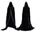 Produktbild Damen Samt Kapuzenmantel Halloween Kostüme Kapuzenpulli Kap Mittelalterliches Cosplay Cape (Schwarz)