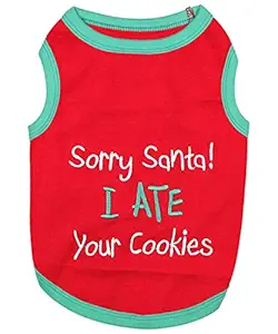 Parisian Pet Sorry Santa I Ate Your Cookies Dog T-Shirt, XX-Large