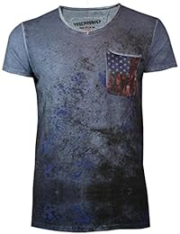 trueprodigy Casual Hombre marca Camiseta bolsillo ropa retro vintage rock vestir moda cuello V manga corta slim fit designer cool urban fashion t-shirt color azul 1062123-4014