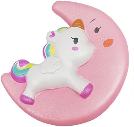 LaliLaco Squishy Unicorn Moon Squeeze Slow Rising Toy Stress Relief Cute Toy (Height 11.3cm) (Pink)