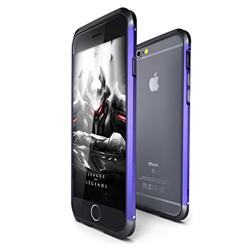 iPhone 6   6S 4 7  Funda   SHANGRUN Metalico Metal Aluminio Bumper Protectora Protector Funda Tapa Caso Carcasa Cover para iPhone 6   6S 4 7  Morado Negro