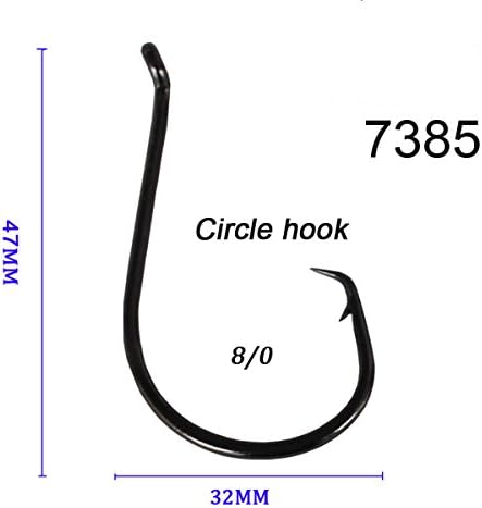 Gaining ® Octopus Circle Hook High Carbon Steel Hooks 8/0 Black Wide Gap Offset Sport Fishing Lure Hooks Set Saltwater or Freshwater Pack of 25pcs