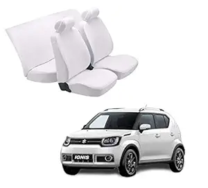 autokaar Denim Fabric CAR SEAT Cover for Maruti IGNIS , White
