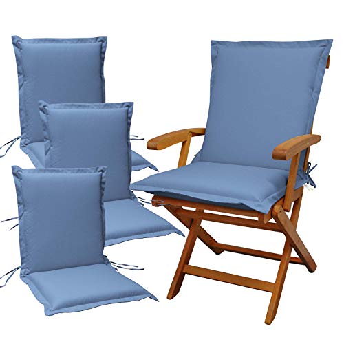 Preisvergleich Produktbild Indoba 4 x Sitzauflage Niederlehner Premium Polsterauflagen Blau