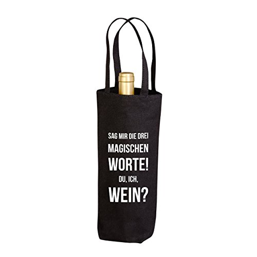 VISUAL STATEMENTS® Flaschenbeutel mit Spruch / Viele verschiedene Sprüche & Designs / 100% schwere Bio-Baumwolle - 340 g/m² / Hält Flaschen bis zu 1,5 l / Wein Geschenk / Die magischen drei Worte