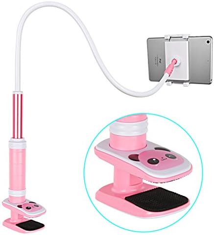 [Cartoon Version]Tryone Gooseneck Tablet Stand Mount Holder/ iPad Stand Mount Holder/ Nintendo Switch Mount Holder for iPad or Android Devices 4-12 Inches, 38 Inches Overall Length(Pink Bear)