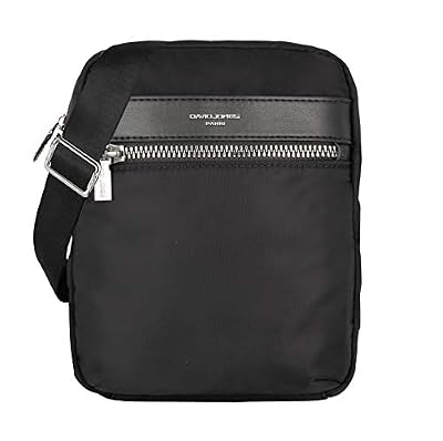 David Jones - Sacoche Homme Bandoulière - SacPorté Epaule Croisé Travers Nylon Souple Petite Taille - Pochette Besace Messenger Multipoche Travail Affaires Business - Mode Ville Classique Sport - Noir