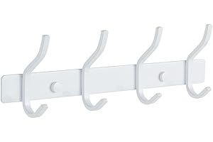 QNIIAED Door Hooks,Multipurpose Stainless Steel Coat Hooks Wall Mounted Screw in Modern Metal Heavy Duty Coat Rack Row of Hooks Hanger Towel Robe Clothes Hat Hook for Bathroom Bedrooms （White