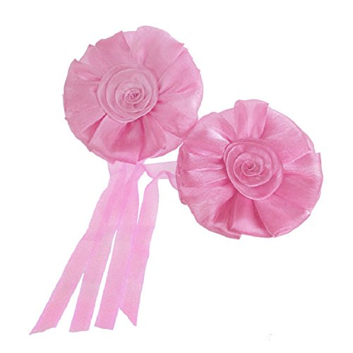 Amcool 1 Paar Rose Blume Vorhang Raffhalter Schnalle Spannhaken Verschluss Curtain Tieback (rosa) - 2