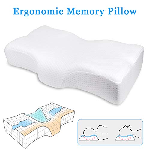 CN-hzq Almohada Espuma de Memoria,Almohada ergonómica que cura el dolor de cuello, posición correcta para dormir Relaja el músculo Protege la columna vertebral, para una noche maravillosa.