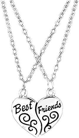 'Best Friends' Silver Friendship Necklace with 2 Pendants + 2 Chains