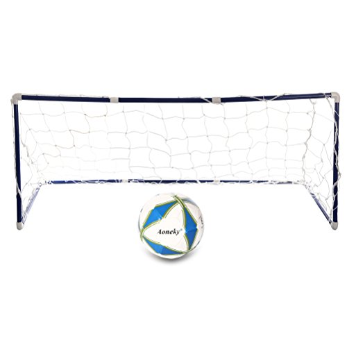 Aoneky Kids Football Goal Set - 1 Goal with Net and Size 3 Soccer Ball - Portable Large Soccer Target, Great Toys and Gifts for Children, Come with Ball Pump and Storage Bag, Perfect for Indoor & Outdoor