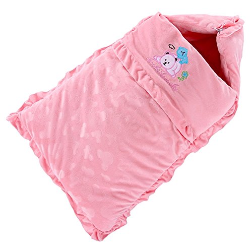 Drasawee Baby Kids Winter Multi-function Velvet Sleeping Bag Newborn Infant Wrap Quilt Blanket Pink