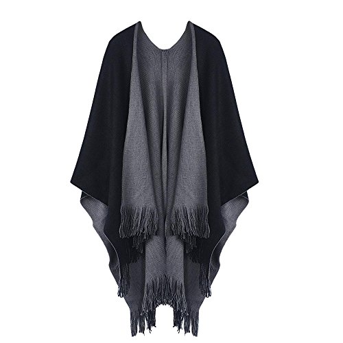 Preisvergleich Produktbild Damen Strickjacken, GJKK Damen Winter Strick Kaschmir Poncho Capes Schal Strickjacken Pullover Mantel (A, Grau)