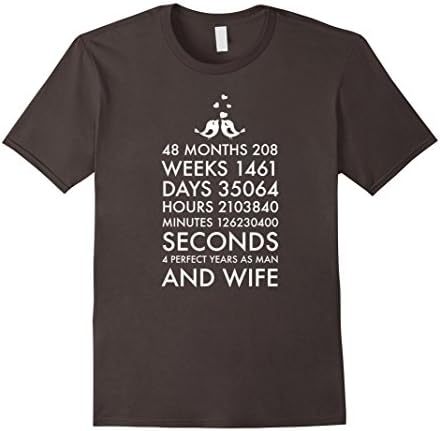 Men's 4th Year Wedding Anniversary Shirt Marriage Gift Him and Her Medium Asphalt