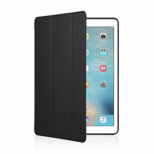 iPad Pro 9.7 Hülle, EasyAcc Ultra-Slim Premium Kunstleder für iPad Pro 9.7 2016 Smart Case Schutzhülle mit klappbarem Standfuß und automatischer Sleep/Wake Up Funktion für (Modellnummer A1673 A1674 A1675) - Schwarz, Ultra Dünn
