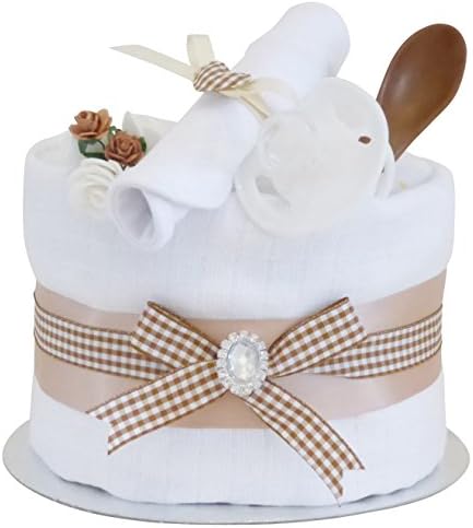 Baby Blanket Luxury Nappy Cake Unisex for Boy Girl Twins Kit⼁Newborn Shower Mini Nappie Cakes DIY Basket Set Ideas⼁Large Single Tier Nappies Gift Wrapped Cellophane Personalised Gifts with Accessories