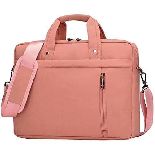 MOSISO Sacoche Ordinateur 17-17,3" - Sac Messager Matelassé Avec Courroie Trolley - Rose