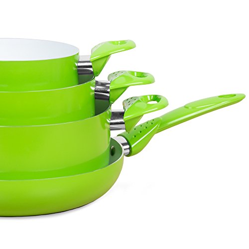 TecTake 8 teiliges Keramik Kochtopf Set mit Glasdeckel -diverse Farben- (Grün) - 9