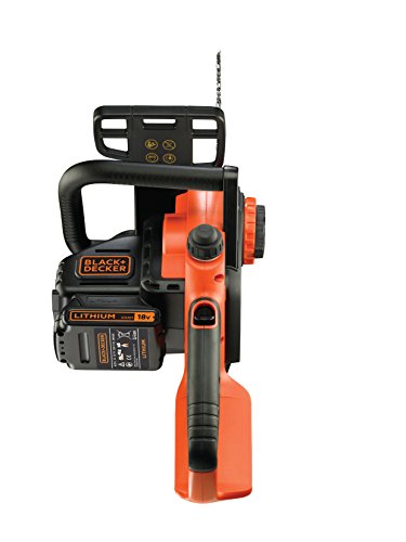 Black+Decker 18V 2.0Ah Li-Ion Akku-Kettensäge, Motorsäge, 25cm Schwertlänge, maximale 180mm Durchmesser Schnittleistung, inkl. Li-Ion-Akku und Ladegerät, GKC1825L20, schwarz orange - 3