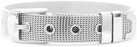 Genuine 925 sterling silver mesh adjustable belt buckle bracelet with black bracelet box and purple gift bag included.
