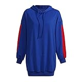 iHENGH Neujahrs Karnevalsaktion Damen  Damenmode Lose Patchwork Kleidung Hoodies Pullover Mantel Hoody Sweatshirt(L,Blau)
