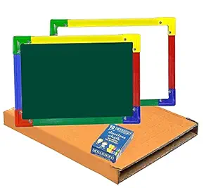 VN Sons ACCURET 2 in 1 Double Sided Slate Whiteboard & Greenboard with White Aluminium Frame with Chalk for Kids - Size (30X24.5 cm) with markerpen and Duster