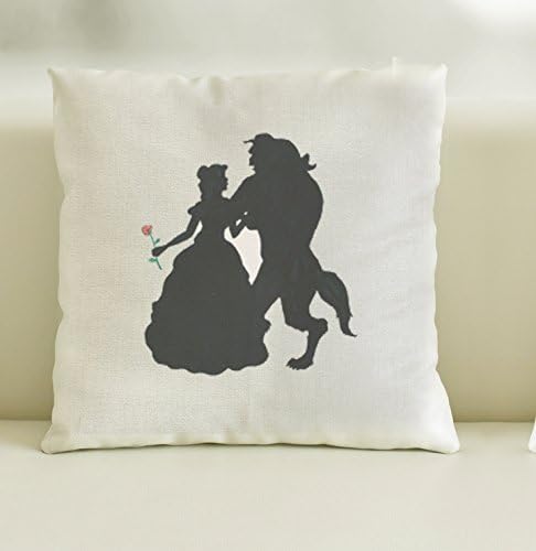 Cushion Cover linen style 40cm x 40cm Beauty and the Beast - Bed cushion, scatter cushion, sofa cushion, gift, christmas gift, furnishings