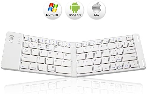Foldable Bluetooth Keyboard, SHEKAR Wireless Portable Folding Bluetooth 3.0 Keyboard Mini for iOS, Android, Windows, PC, Tablets and Smartphone- Silver