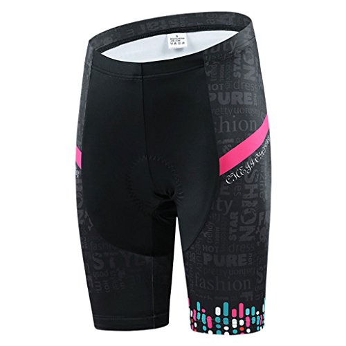 GWELL Damen Radtrikot Set Blumen Fahrradbekleidung Trikot Kurzarm + Radhose mit 3D Sitzpolster - 3